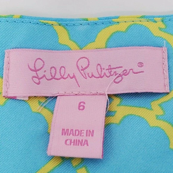 Lily Pulitzer Adeline Silk Skirt 6 Crystal Blue Pin Tuck Waist A-Line - Picture 8 of 12